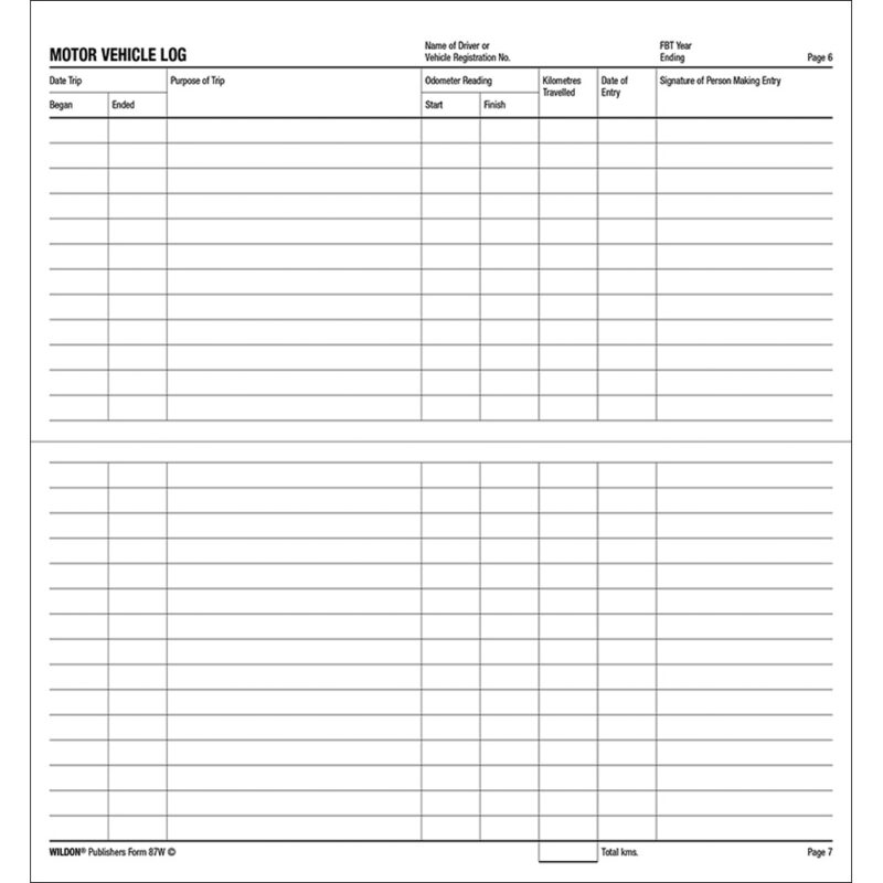 Vehicle Log Book - Wildon